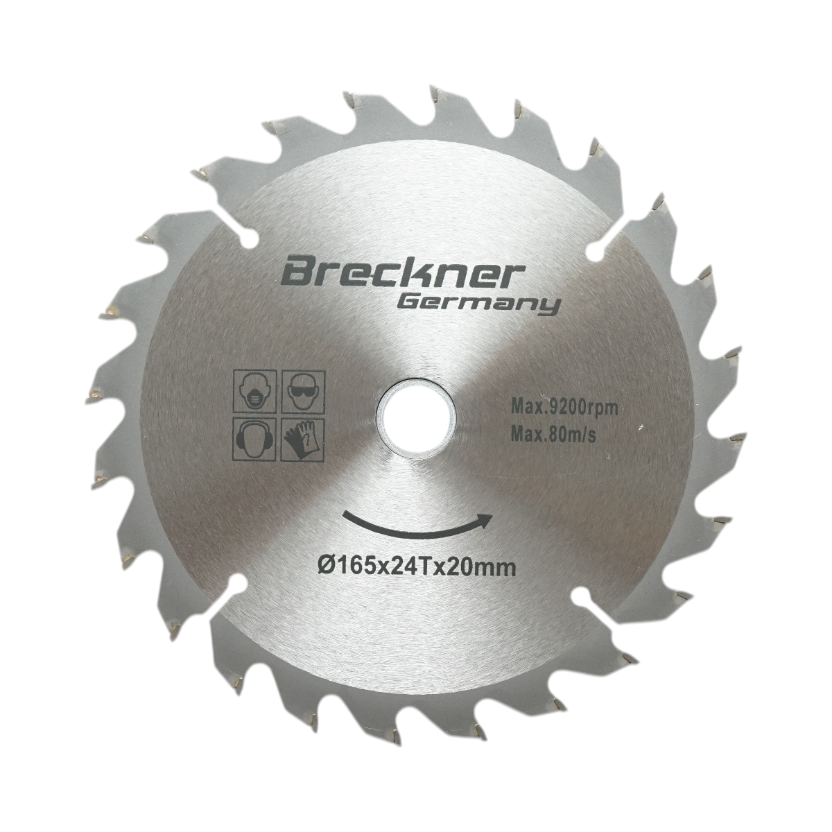 Disco circolare in widia per legno 165 × 20 mm, 24 denti, velocità massima 9.200 rpm Breckner Germany