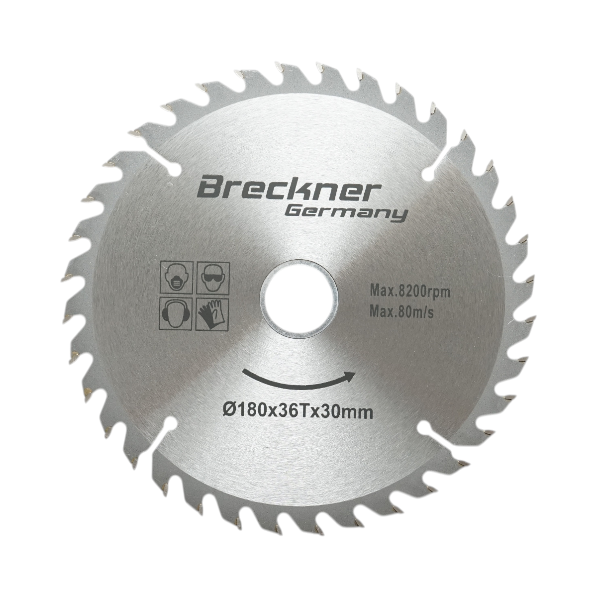 Disco circolare in widia per legno 180 × 30 mm, 36 denti, velocità massima 8.200 rpm Breckner Germany