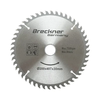 Disco circolare in widia per legno 200 × 30 mm, 48 denti, velocità massima 7.200 rpm Breckner Germany