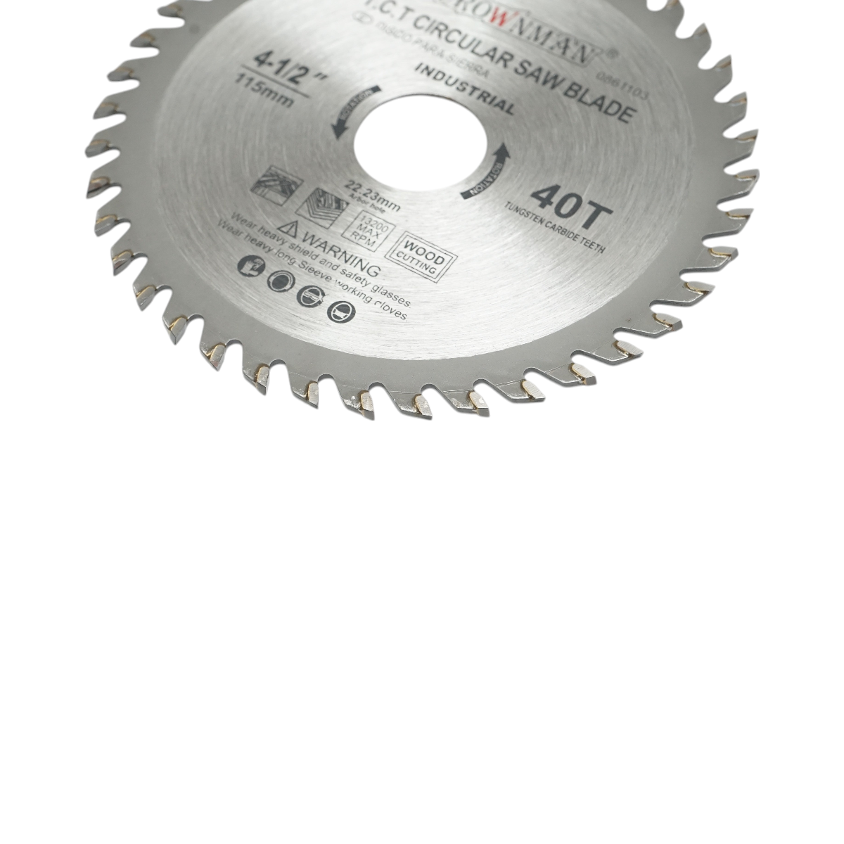 Disco circolare widia per legno 115x22,23mm, max. velocità. 13.200 giri/min, 40 denti, Crownman industriale - immagine 3