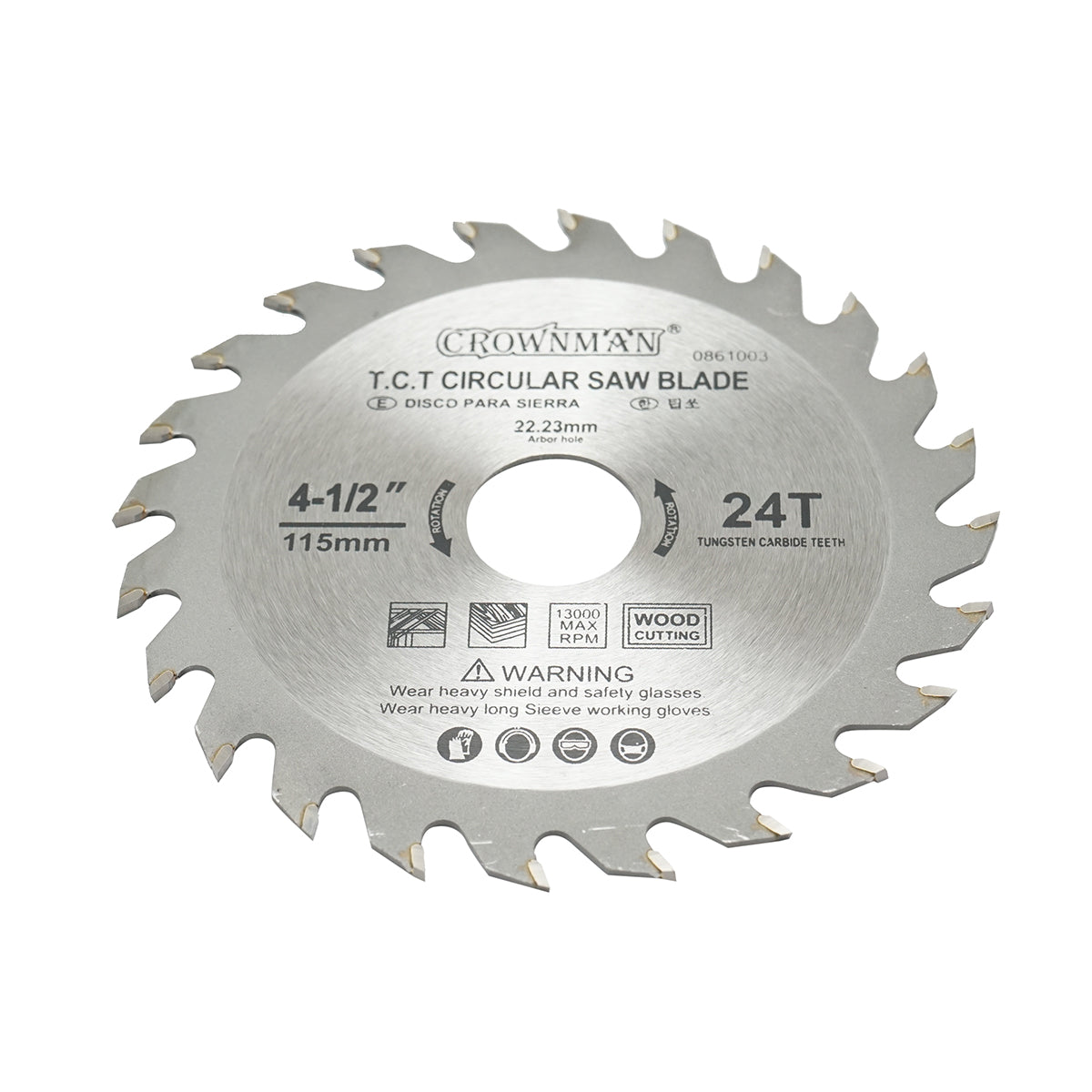 Disco circolare widia per legno 115x22,23mm, max. velocità. Crownman da 13.000 giri/min, 24 denti - immagine 3