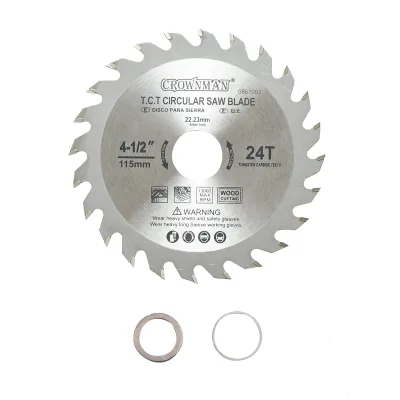 Disco circolare widia per legno 115x22,23mm, max. velocità. Crownman da 13.000 giri/min, 24 denti
