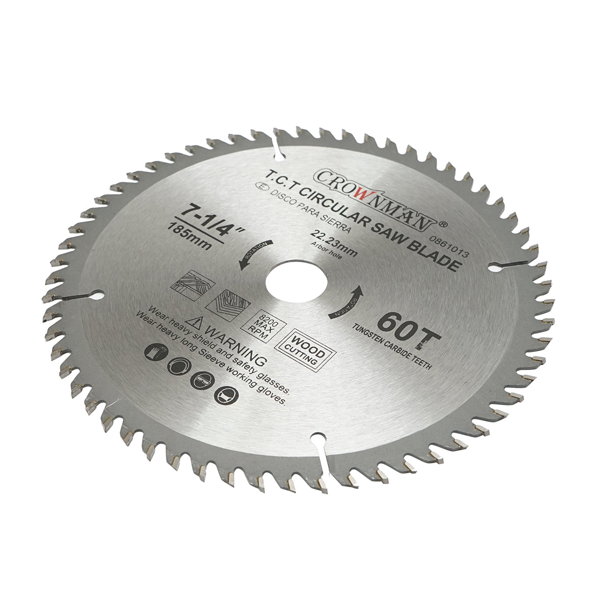 Disco circolare widia per legno 185x22,23mm, max. velocità. Crownman da 8200 giri/min, 60 denti - immagine 3