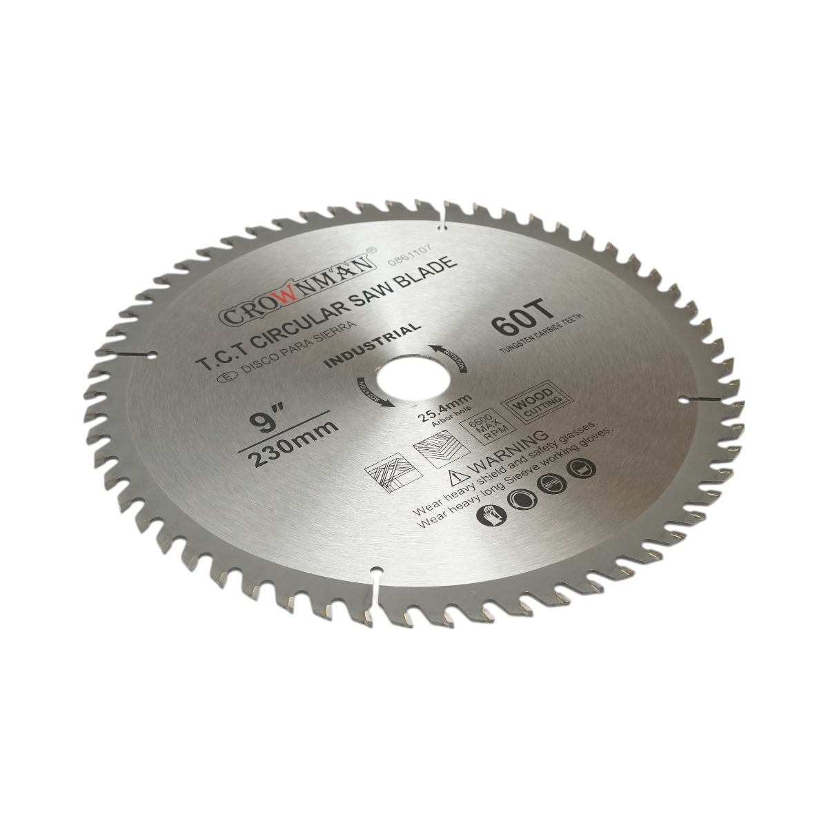 Disco circolare widia per legno 230x25,4mm, max. velocità. 6600 giri/min, 60 denti, Crownman industriale - immagine 3