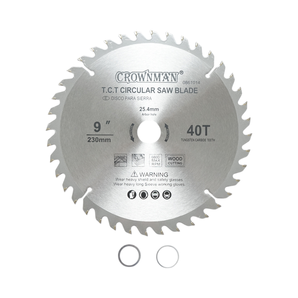 Disco circolare widia per legno 230x25,4mm, max. velocità. Crownman da 6600 giri/min, 40 denti
