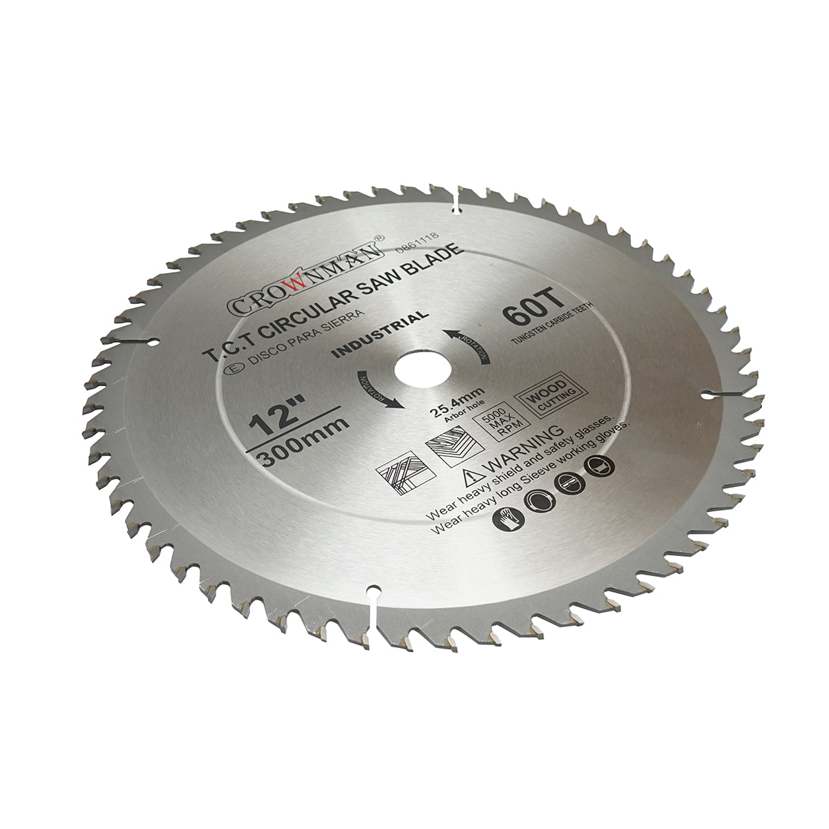Disco circolare widia per legno 300x25,4mm, max. velocità. 5000 giri/min, 60 denti, Crownman industriale - immagine 3