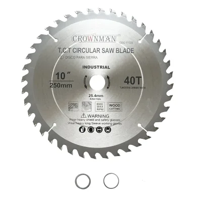 Disco circolare widia per legno, 250x25.4 mm, velocità massima 6000 giri/min, 40 denti, industriale, Crownman