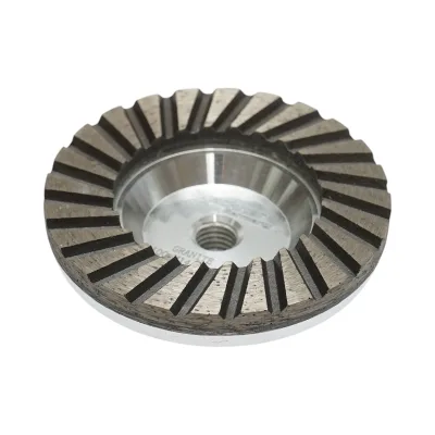 Disco diamantato a tazza segmentata turbo da 100 mm, filettatura M14, alluminio grezzo per la levigatura del granito Breckner Germany - immagine 3