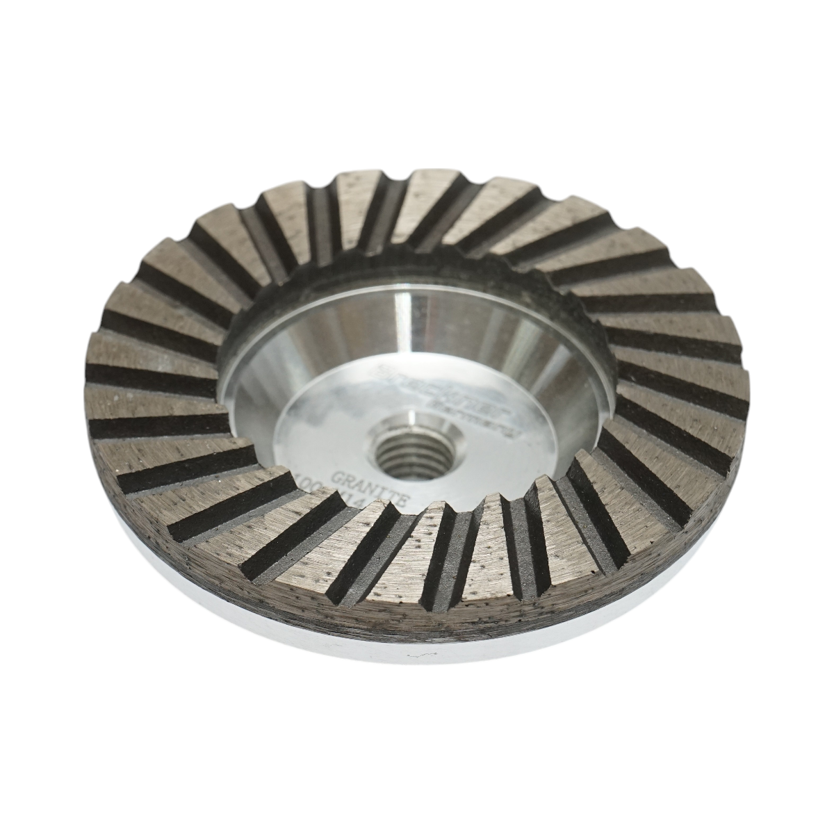 Disco diamantato a tazza segmentata turbo da 100 mm, filettatura M14, alluminio grezzo per la levigatura del granito Breckner Germany - immagine 3