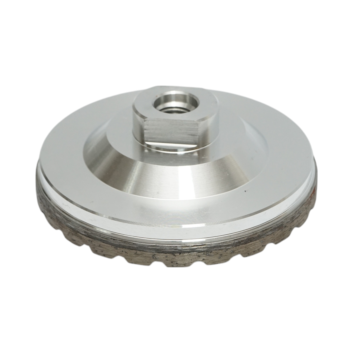 Disco diamantato a tazza segmentata turbo da 100 mm, filettatura M14, alluminio grezzo per la levigatura del granito Breckner Germany - immagine 4