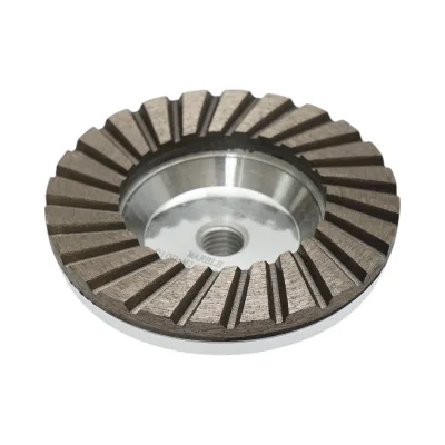 Disco diamantato a tazza segmentata turbo da 100 mm, filettatura M14, alluminio grezzo per la levigatura del marmo Breckner Germany - immagine 3