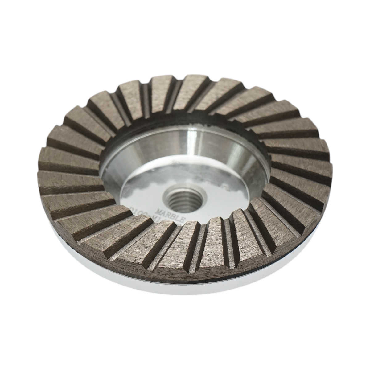 Disco diamantato a tazza segmentata turbo da 100 mm, filettatura M14, alluminio grezzo per la levigatura del marmo Breckner Germany - immagine 3