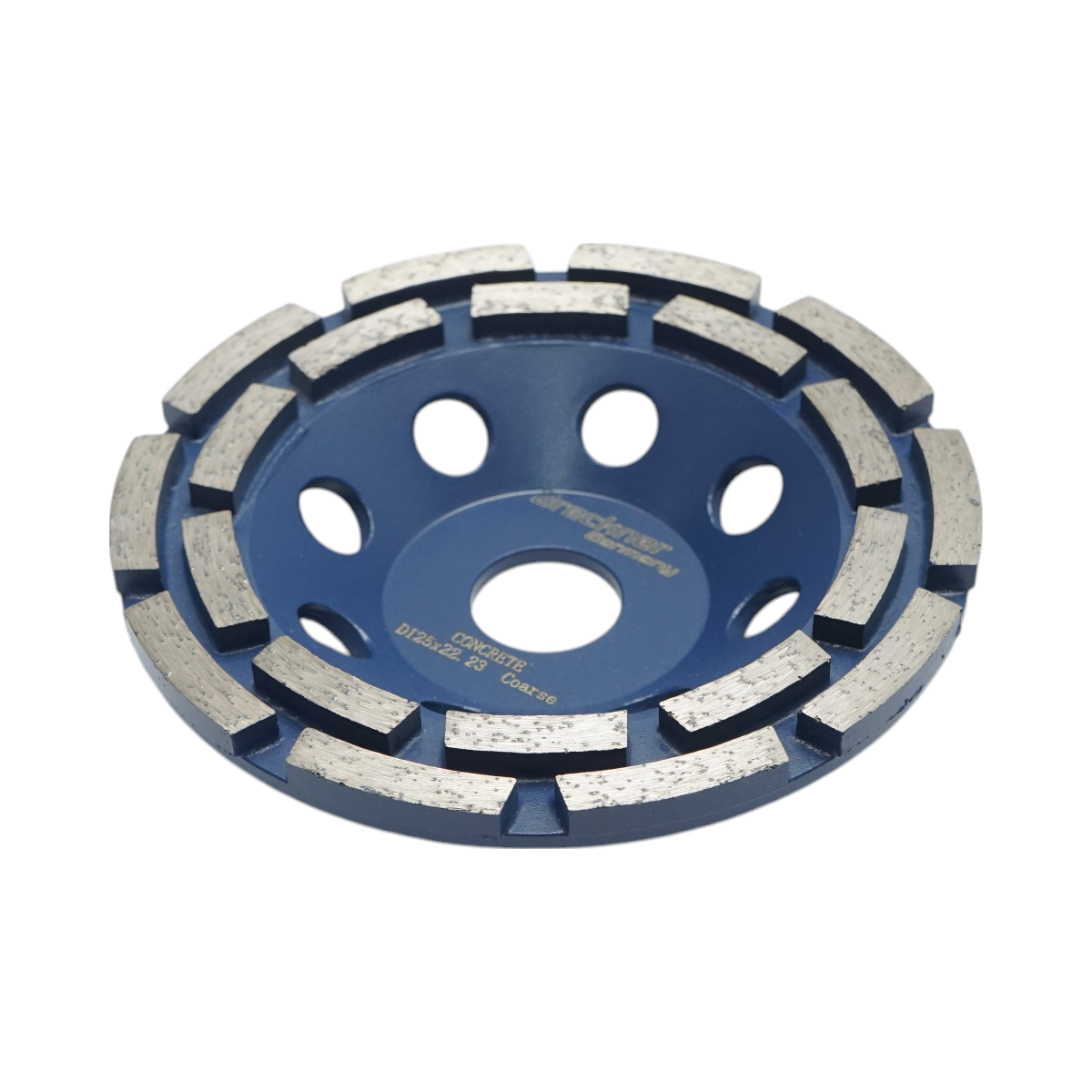 Disco diamantato a tazza segmentato 125x22,23, doppia fila grosso, CONCRETE standard per la levigatura di calcestruzzo, pietra, mosaico Breckner Germany - immagine 3