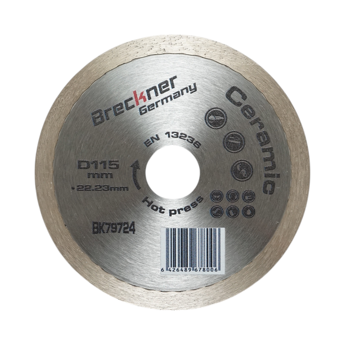 Disco diamantato continuo 115x22,23mm, segmento 8mm per piastrelle, piastrelle per pavimenti Breckner Germany