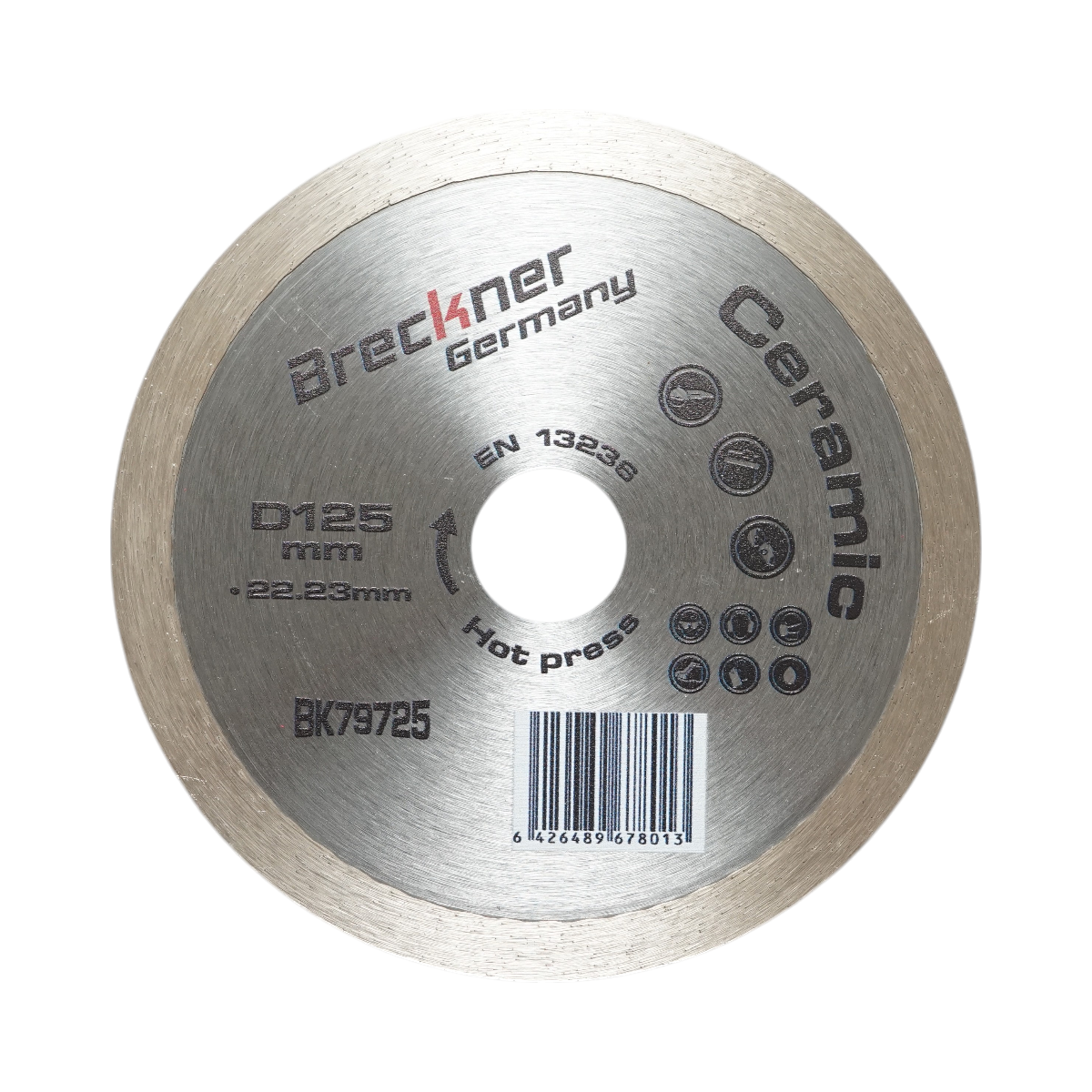 Disco diamantato continuo 125x22,23mm, segmento 8mm per piastrelle, piastrelle per pavimenti Breckner Germany