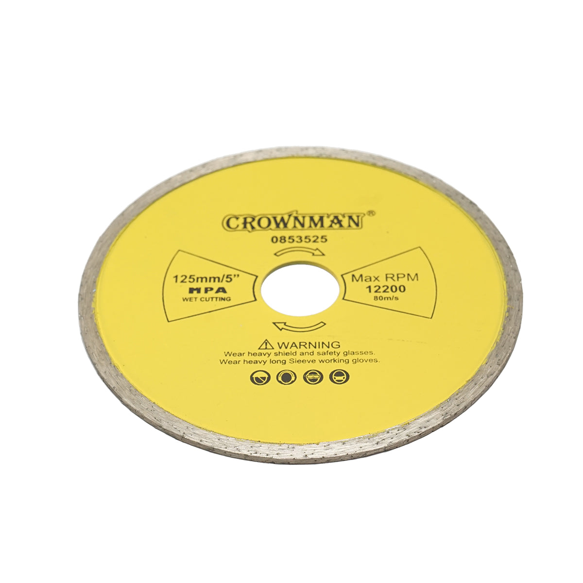 Disco diamantato continuo 125x22.23 mm, velocità massima 12.200 giri/min, taglio a umido per pietra, ceramica, granito, gres e marmo, Crownman - immagine 3