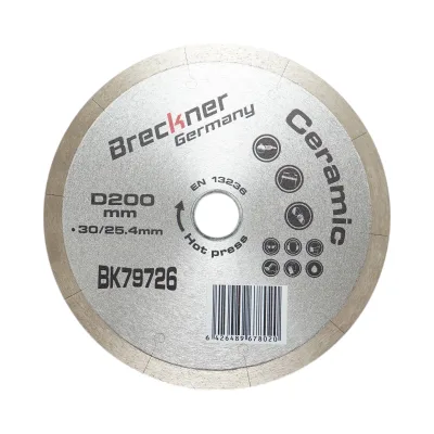 Disco diamantato frazionato continuo 200x30/25,4 mm, segmento 10 mm per piastrelle, maiolica, ceramica dura, marmo Breckner Germany