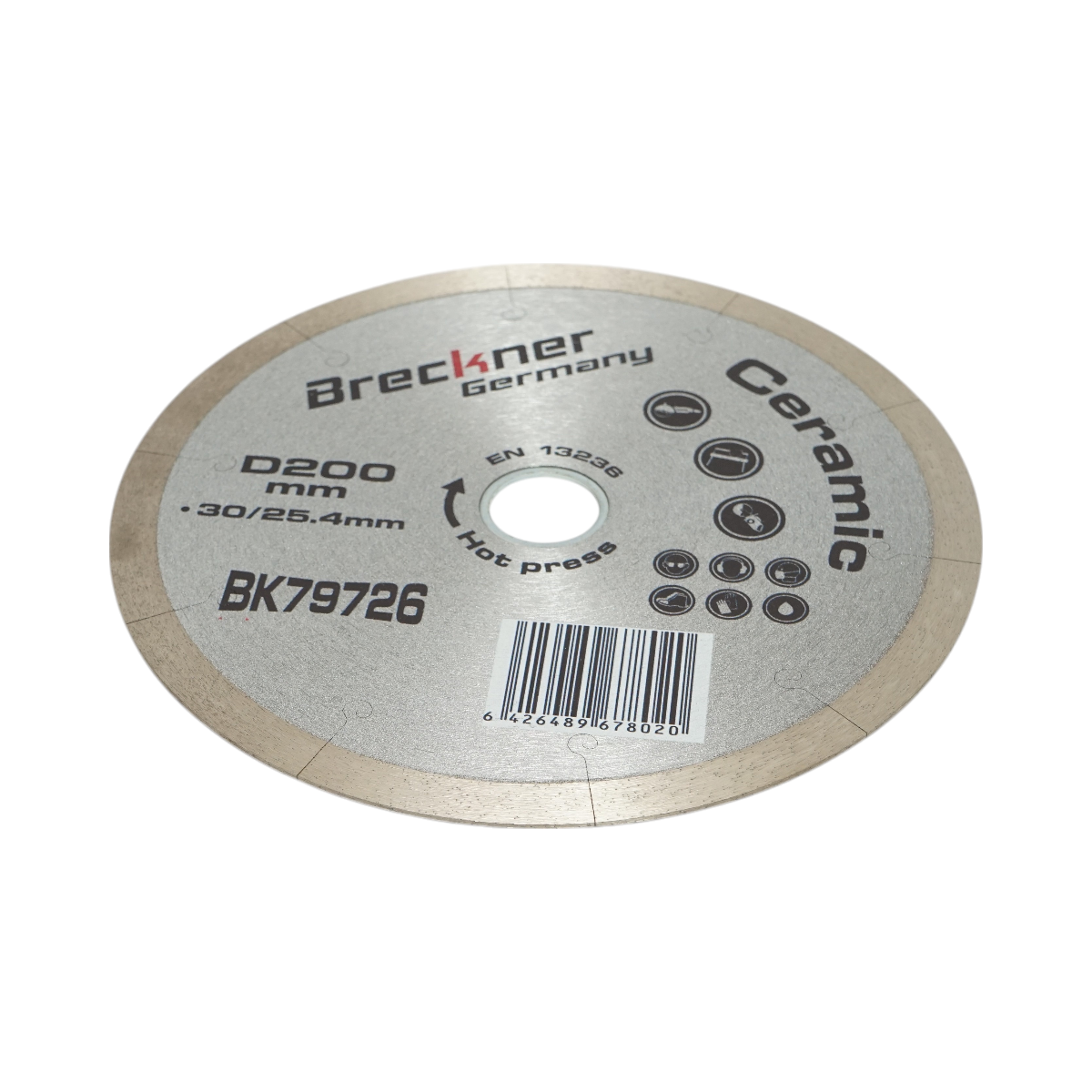 Disco diamantato frazionato continuo 200x30/25,4 mm, segmento 10 mm per piastrelle, maiolica, ceramica dura, marmo Breckner Germany - immagine 3