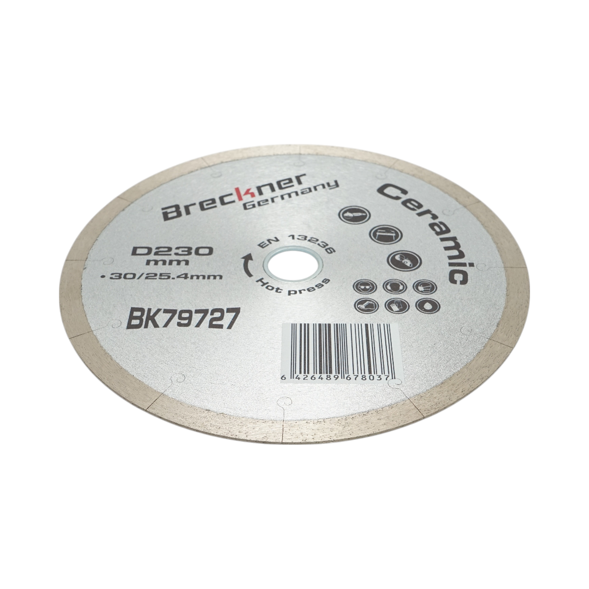 Disco diamantato frazionato continuo 230x30/25,4 mm, segmento 10 mm per piastrelle, maiolica, ceramica dura, marmo Breckner Germany - immagine 3