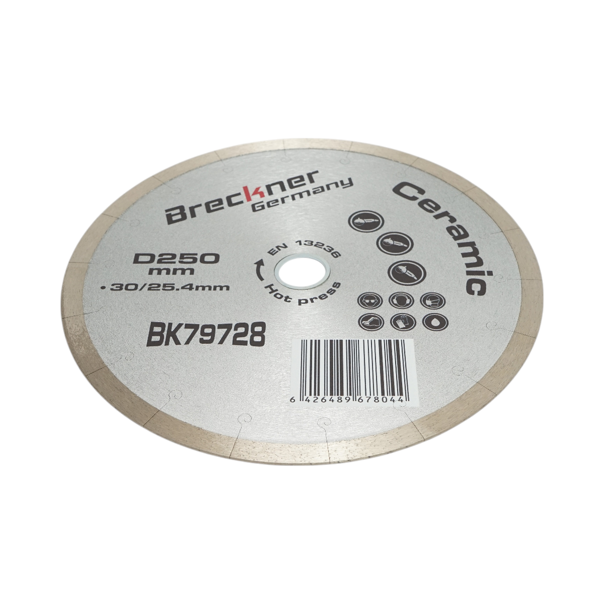 Disco diamantato frazionato continuo 250x30/25,4 mm, segmento 10 mm per piastrelle, maiolica, ceramica dura, marmo Breckner Germany - immagine 3
