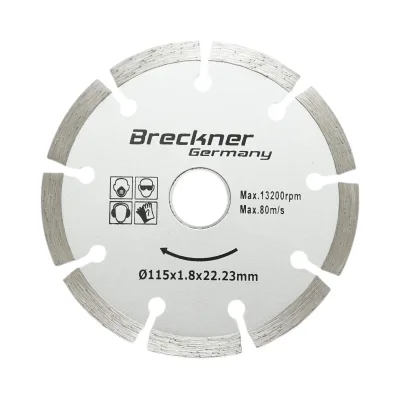 Disco diamantato segmentato 115x1,8x22,23 mm, taglio a secco per calcestruzzo, pietra, mattoni Breckner Germany