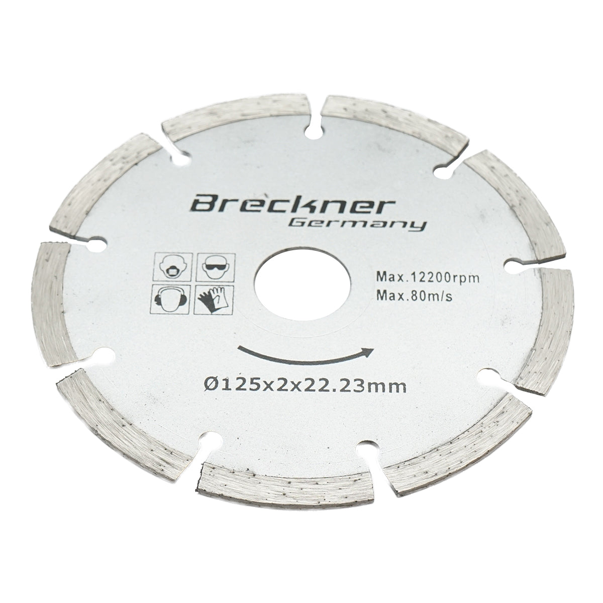 Disco diamantato segmentato 125x2x22.23mm per taglio a secco di calcestruzzo e ceramica Breckner Germany - immagine 2