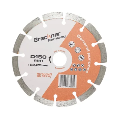 Disco diamantato segmentato 150x22,23 mm, segmento 10 mm per mattoni, calcestruzzo, muratura, archi, pietra Breckner Germany