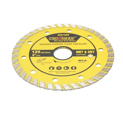 Disco diamantato sinterizzato turbo 125x22,23mm, max. velocità. 12200 giri/min, taglio a umido/a secco per pietra, arenaria, ceramica, marmo Crownman - immagine 3