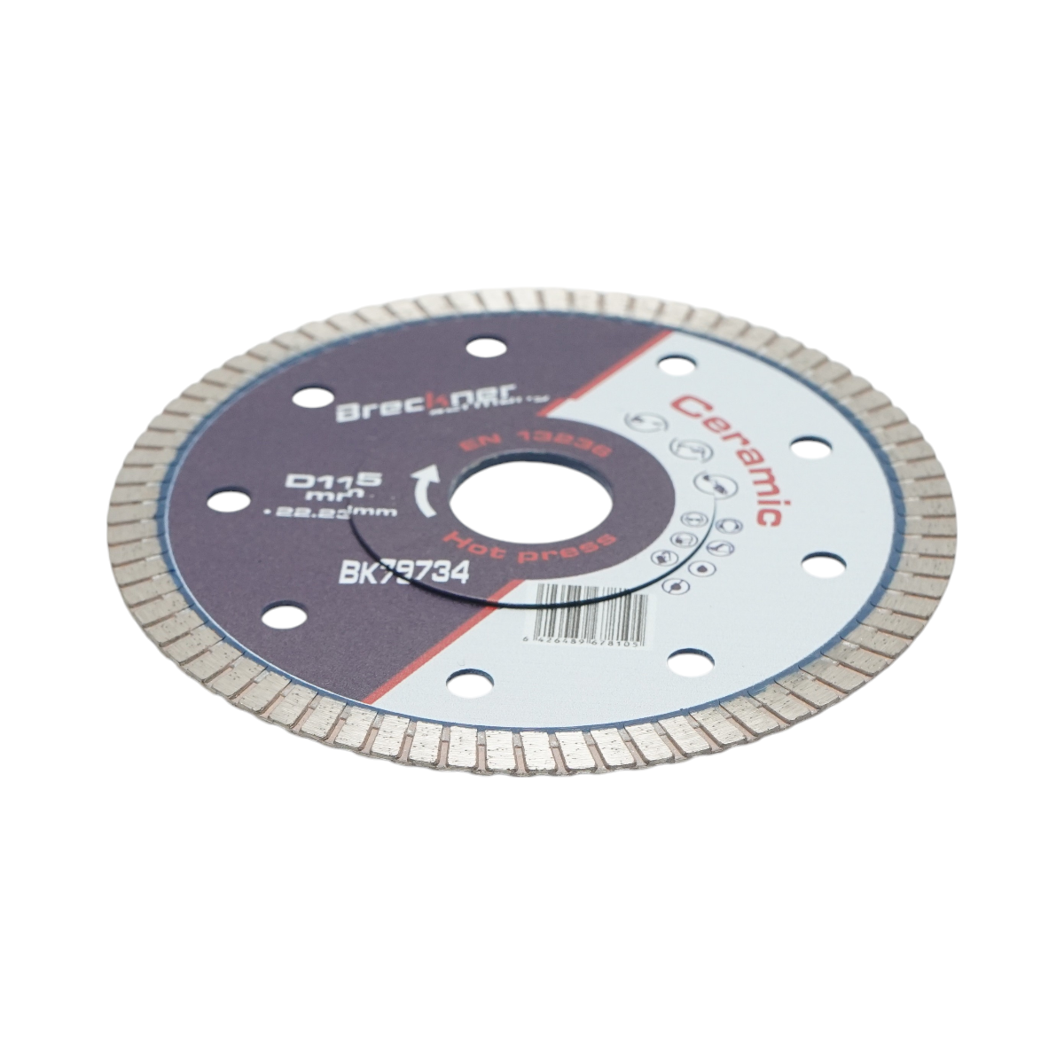 Disco diamantato turbo 115x22,23 mm, segmento 8 mm per piastrelle, maiolica, ceramica dura, marmo, granito Breckner Germany - immagine 3