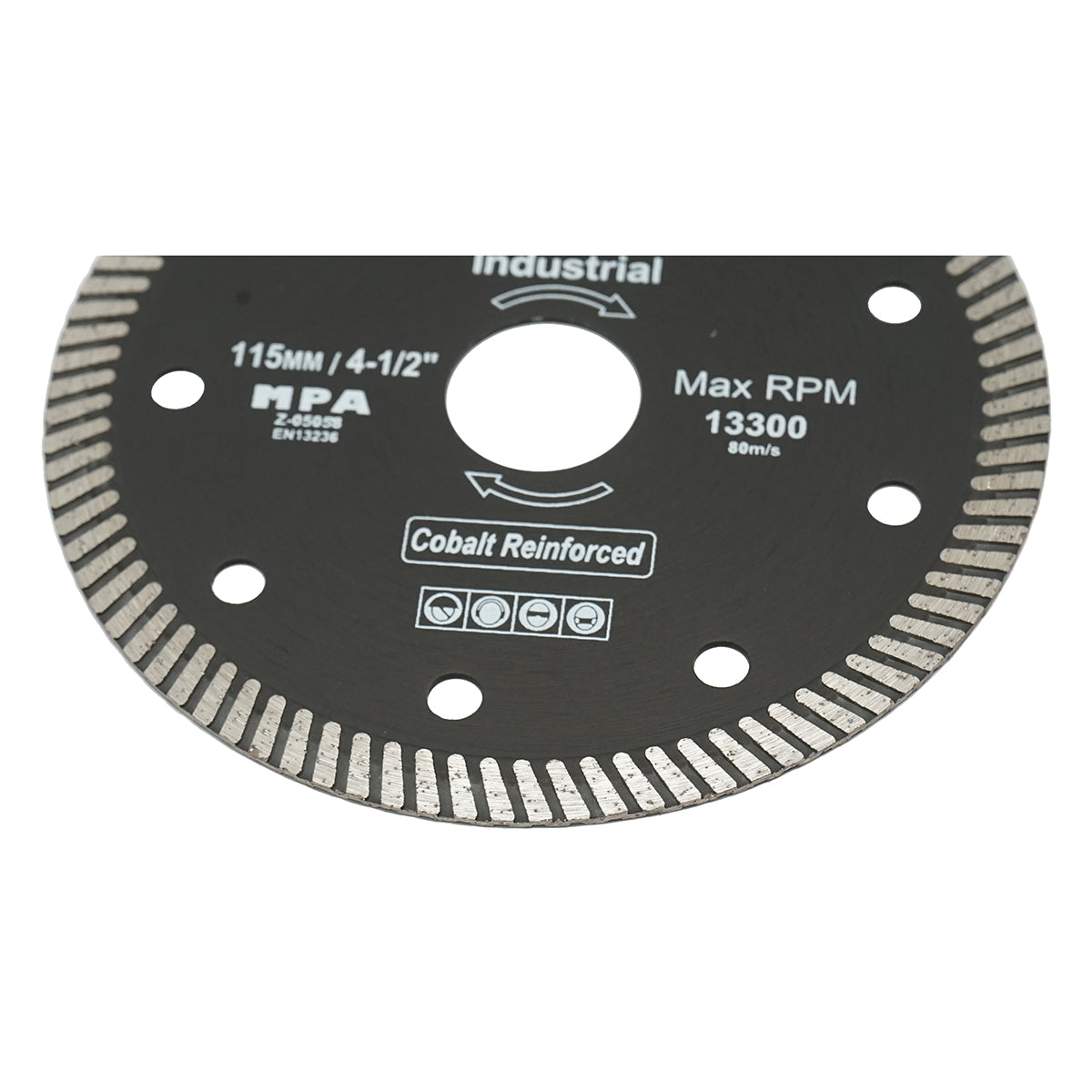 Disco diamantato turbo 115x22.23x1.35 mm, velocità massima 13.300 giri/min, taglio a umido/asciutto per pietra e piastrelle ceramiche, Crownman. - immagine 3