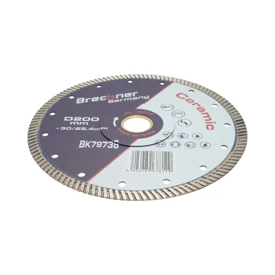 Disco diamantato turbo 200x30/25,4 mm, segmento 10 mm per piastrelle, maiolica, ceramica dura, marmo, granito Breckner Germany - immagine 3