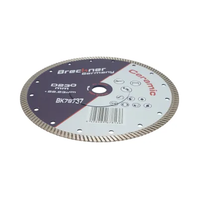 Disco diamantato turbo 230x22,23 mm, segmento 10 mm per piastrelle, maiolica, ceramica dura, marmo, granito Breckner Germany - immagine 3