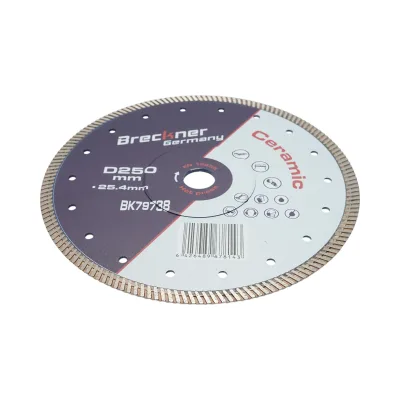 Disco diamantato turbo 250x25,4 mm, segmento 10 mm per piastrelle, maiolica, ceramica dura, marmo, granito Breckner Germany - immagine 3