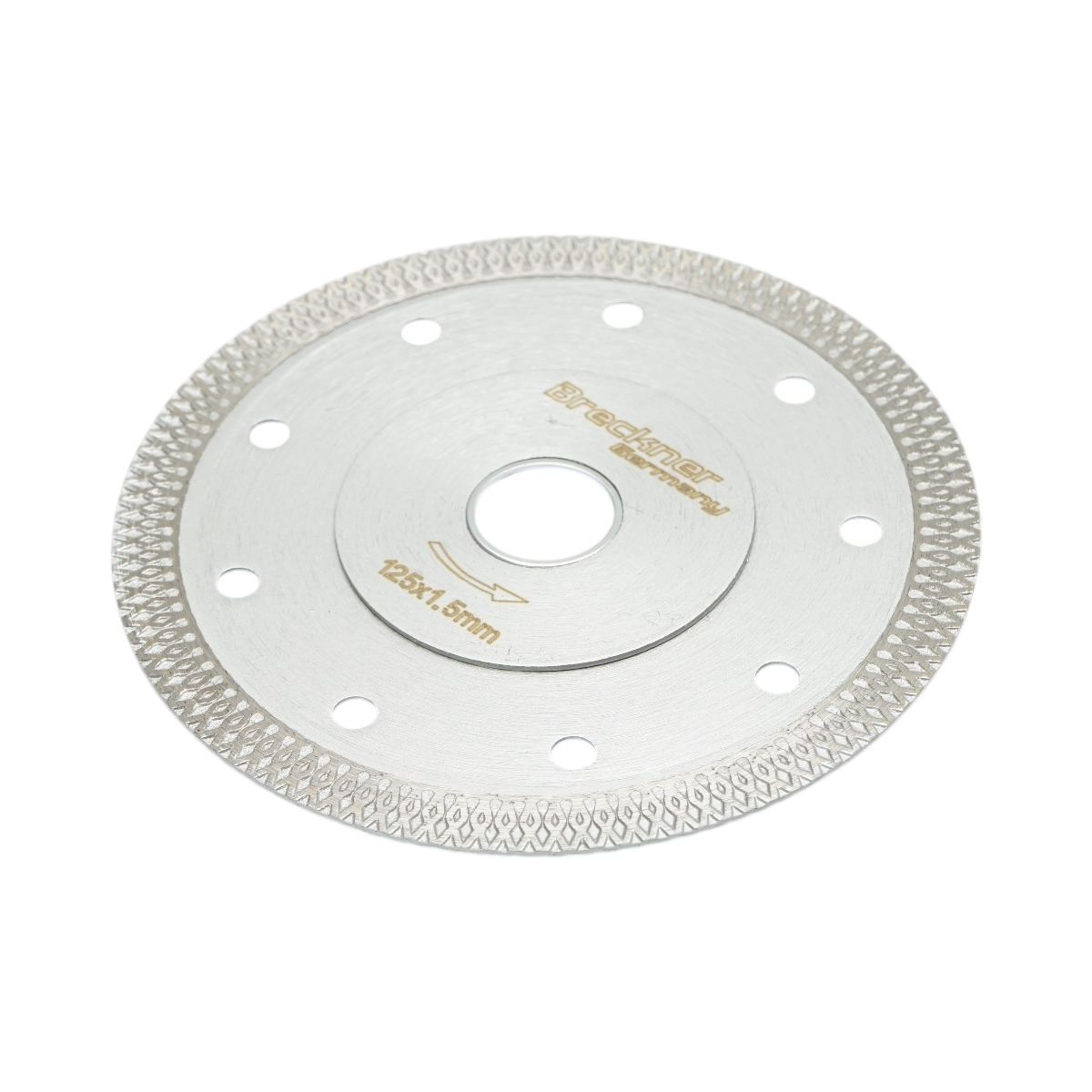 Disco diamantato turbo continuo 125 × 1,5 × 22,23 mm, taglio a umido/secco per ceramica dura, gres porcellanato, piastrelle. Breckner Germany - immagine 2