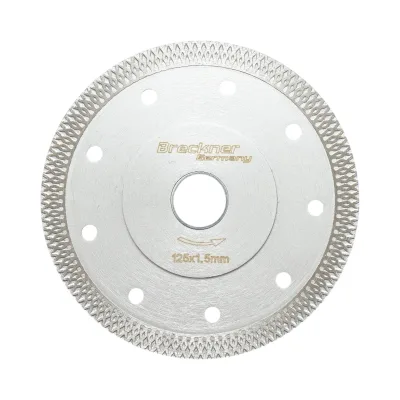 Disco diamantato turbo continuo 125 × 1,5 × 22,23 mm, taglio a umido/secco per ceramica dura, gres porcellanato, piastrelle. Breckner Germany