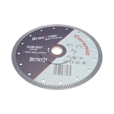 Disco diamantato turbo continuo 230x30/25,4 mm, segmento 10 mm per piastrelle, maiolica, ceramica dura Breckner Germany - immagine 3