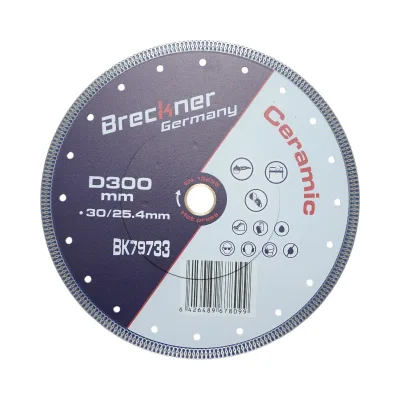 Disco diamantato turbo continuo 300x30/25,4 mm, segmento 10 mm per piastrelle, maiolica, ceramica dura Breckner Germany