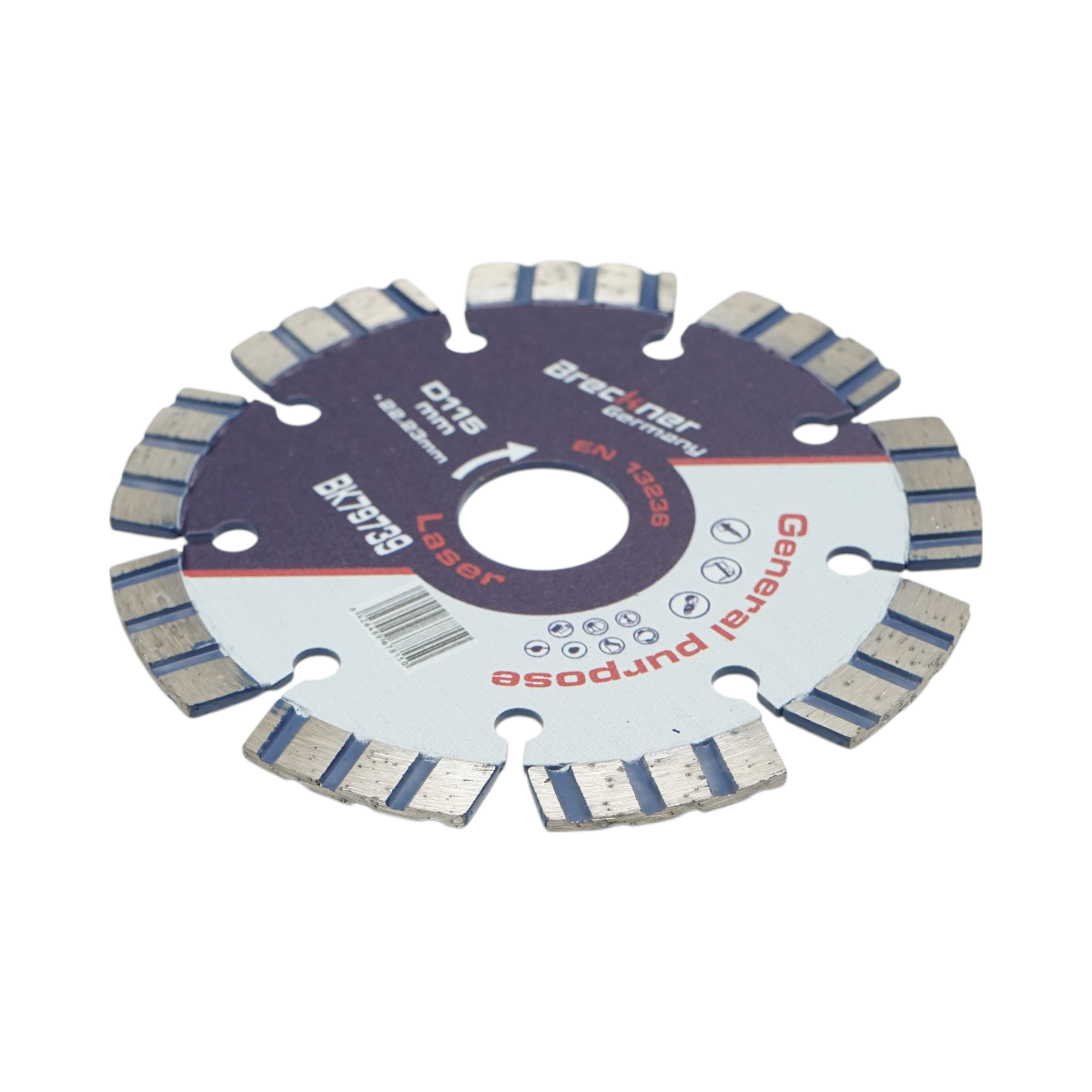 Disco diamantato turbo segmentato 115x22,23 mm, segmento 10 mm per cemento armato, pietra dura, autobloccanti Breckner Germany - immagine 3