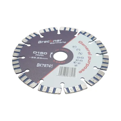 Disco diamantato turbo segmentato 150x22,23 mm, segmento 10 mm per cemento armato, pietra dura, autobloccanti Breckner Germany - immagine 3