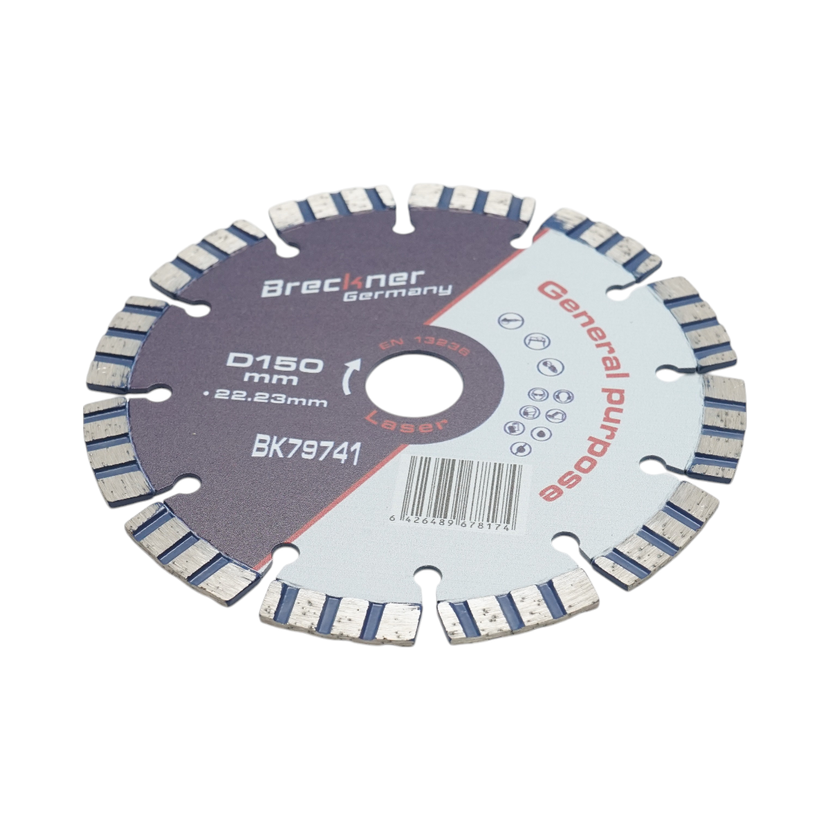Disco diamantato turbo segmentato 150x22,23 mm, segmento 10 mm per cemento armato, pietra dura, autobloccanti Breckner Germany - immagine 3