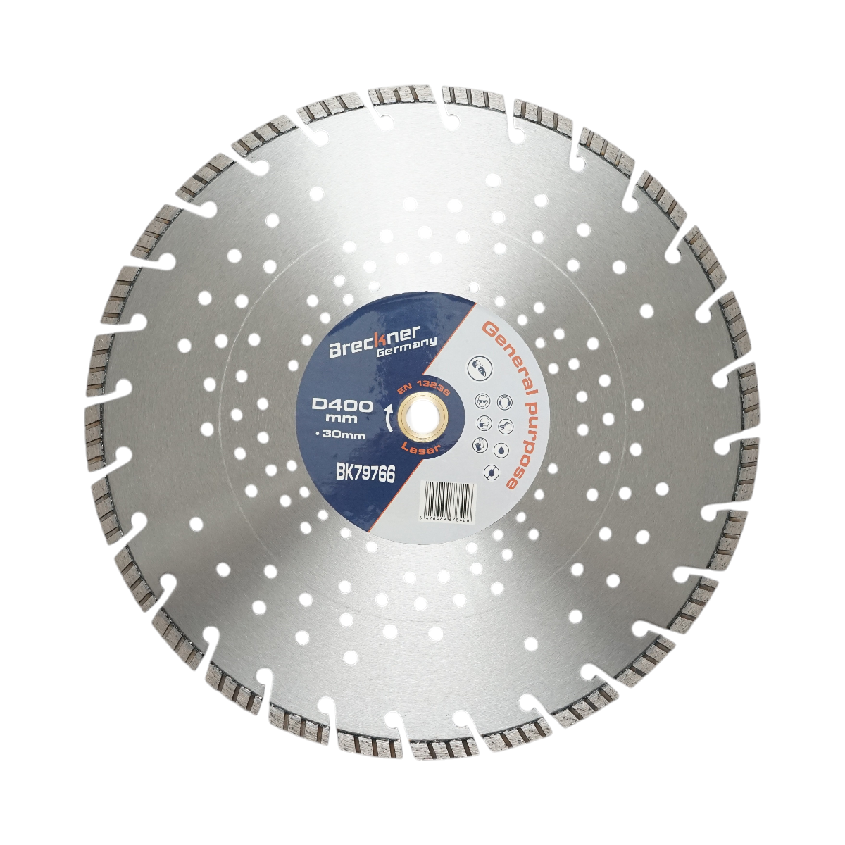 Disco diamantato turbo segmentato 400x30mm, segmento 10mm per cemento armato, pavimentazioni, archi, pietra dura Breckner Germany