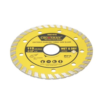 Disco diamantato turbo sinterizzato 115x22.23 mm, velocità massima 13.300 giri/min, taglio a umido/asciutto per pietra, gres, ceramica e marmo, Crownman - immagine 3