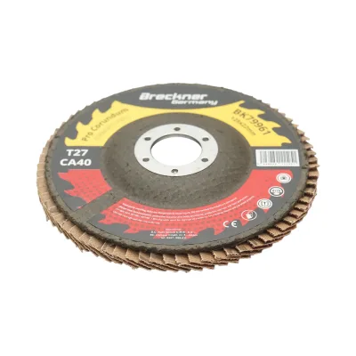 Disco lamellare abrasivo al corindone T27 CA40, 125x22mm per levigatura/lucidatura di acciaio inossidabile e metallo Breckner Germany - immagine 3