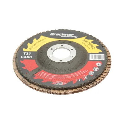 Disco lamellare abrasivo al corindone T27 CA80, 125x22mm per levigatura/lucidatura di acciaio inossidabile e metallo Breckner Germany - immagine 3