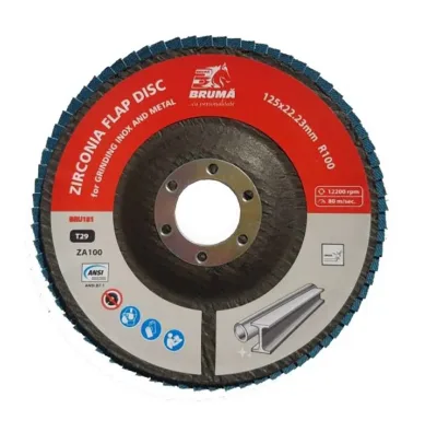 Disco lamellare abrasivo in zirconia T29 R100, 125x22,23mm per levigatura/lucidatura di metalli e acciaio inossidabile