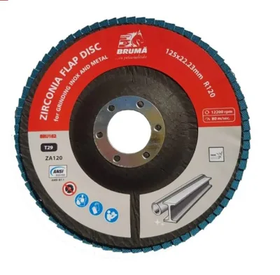 Disco lamellare abrasivo in zirconia T29 R120, 125x22,23mm per levigatura/lucidatura di metalli e acciaio inossidabile