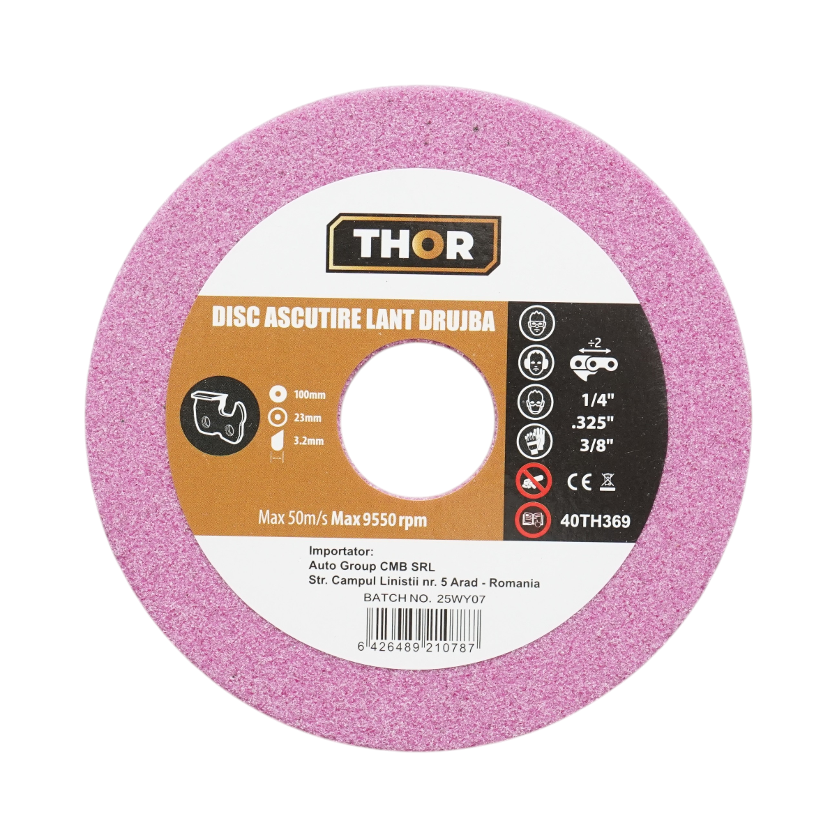 Disco per affilatura catena motosega 100x23x3,2mm, velocità 9550rpm THOR - immagine 2