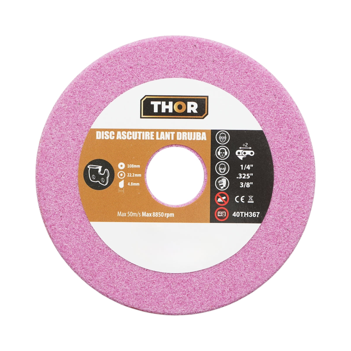 Disco per affilatura catena motosega 108x22,2x4,8mm, velocità 8850rpm THOR - immagine 2