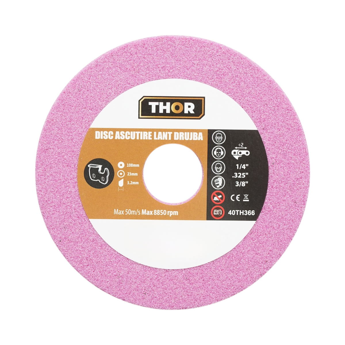 Disco per affilatura catena motosega 108x23x3,2mm, velocità 8850rpm THOR