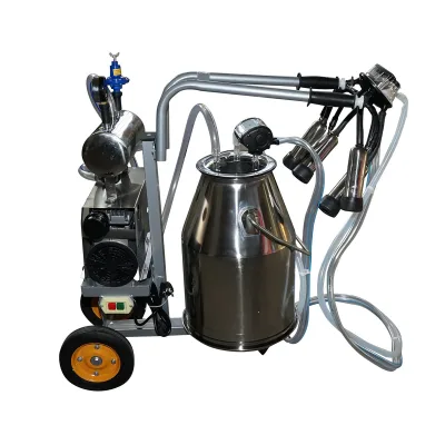 Dispositivo per mungitura di mucche, 1 postazione, 650W, bidone in acciaio inox da 25L, gruppo di mungitura con 4 manicotti, pressione del vuoto 45-50 kPa, pulsazioni 60-80 cpm - immagine 5